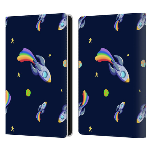 Carla Morrow Patterns Rocketship Leather Book Wallet Case Cover For Amazon Kindle Paperwhite 5 (2021)